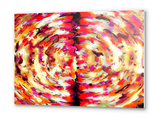 psychedelic circle pattern painting abstract background in red pink orange Metal prints by Timmy333