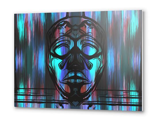 face mask with blue pink and purple background Metal prints by Timmy333