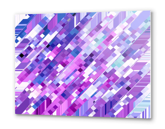 geometric square pixel pattern abstract background in purple pink Metal prints by Timmy333