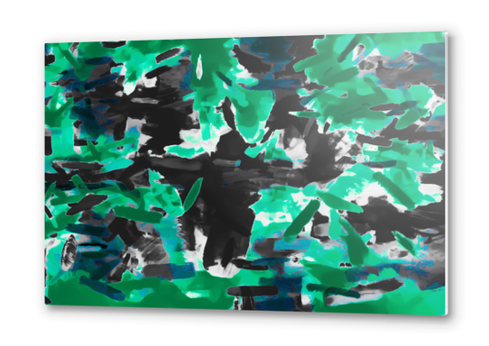 psychedelic vintage camouflage painting texture abstract in green and black Metal prints by Timmy333