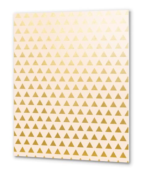 Blush + Gold Triangles Metal prints by Uma Gokhale