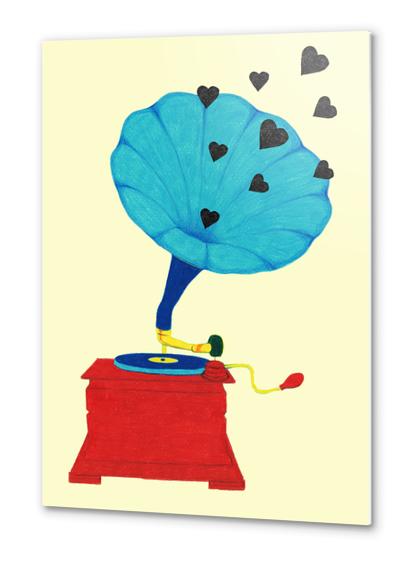 Gramophone Love Metal prints by natalie foss