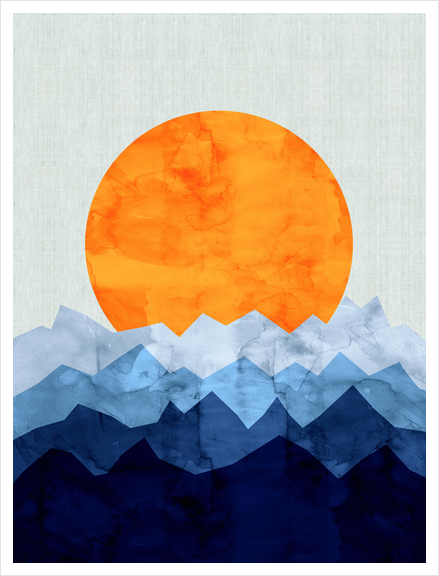 Geometric landscape watercolor Art Print by Vitor Costa