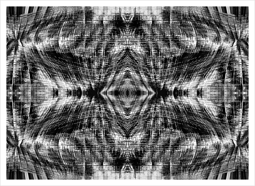 vintage geometric symmetry pattern abstract background in black and white Art Print by Timmy333