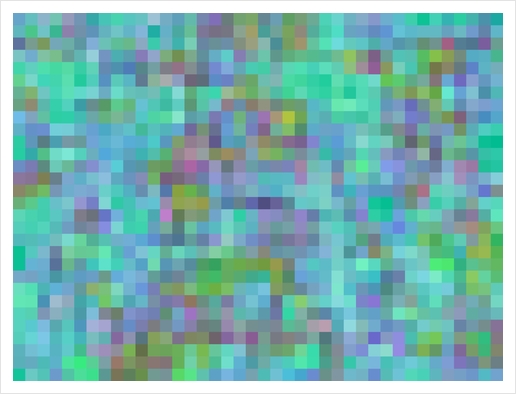 geometric square pixel pattern abstract in green blue pink Art Print by Timmy333