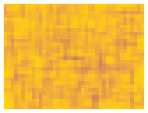 geometric square pixel pattern abstract background in yellow and brown Art Print by Timmy333