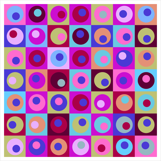 Circles in Squares Pattern Art Print by Divotomezove