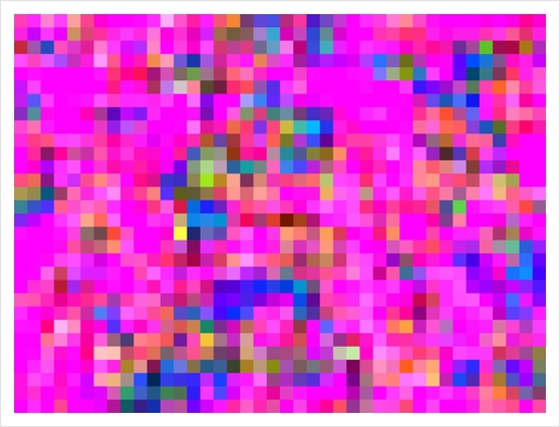 geometric square pixel pattern abstract background in pink blue yellow Art Print by Timmy333