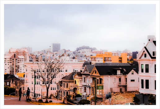 before sunset city view at Alamo Square, San Francisco, California, USA Art Print by Timmy333