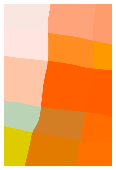 geometric square line pattern abstract in brown orange pink blue Art Print by Timmy333