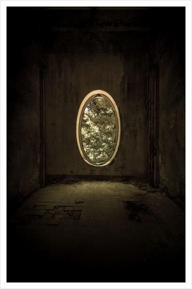 Old forgotten room with oval window Art Print by Jarek Blaminsky