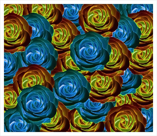 closeup rose pattern texture abstract in blue red and yellow Art Print by Timmy333