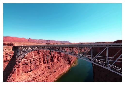 bridge over the river in the desert with blue sky in USA Art Print by Timmy333