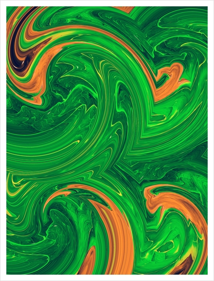 green orange and brown curly painting abstract background Art Print by Timmy333