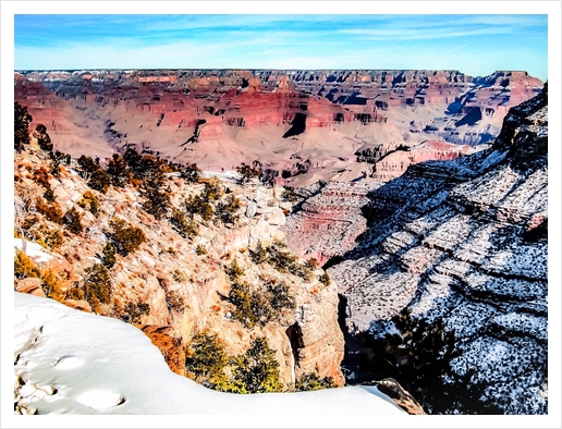 desert at Grand Canyon national park, USA in winter with snow and blue sky Art Print by Timmy333