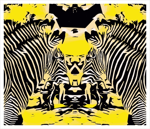 drawing and painting zebras with yellow and black background Art Print by Timmy333