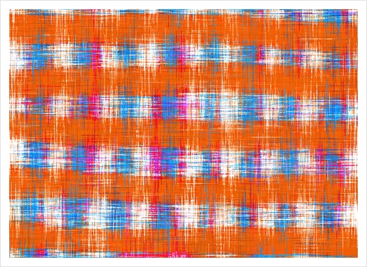 plaid pattern abstract texture in orange blue pink Art Print by Timmy333