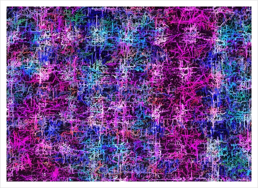 psychedelic abstract art pattern texture background in pink blue black Art Print by Timmy333