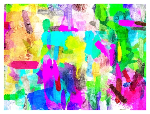 splash brush painting texture abstract background in blue pink yellow green Art Print by Timmy333