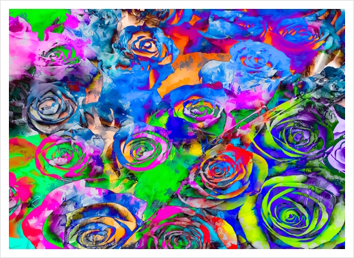 rose texture pattern abstract with splash painting in blue green pink red orange yellow Art Print by Timmy333