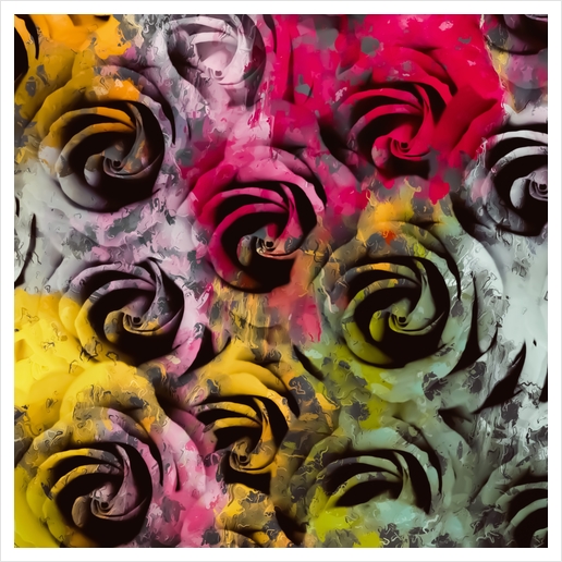 rose texture abstract  with red pink yellow painting abstract background Art Print by Timmy333