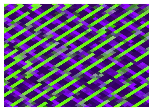 geometric pixel square pattern abstract background in purple green Art Print by Timmy333