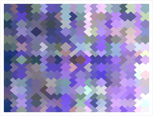 geometric square pixel pattern abstract in purple and pink Art Print by Timmy333