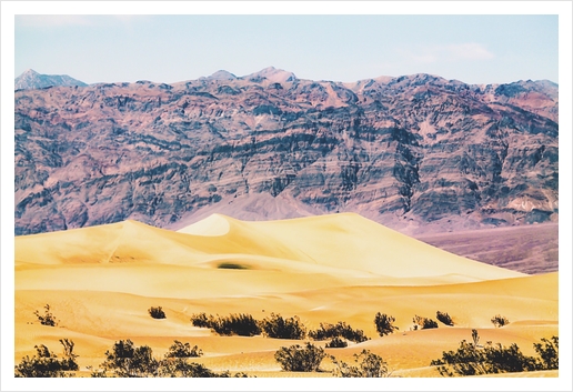 sand desert with mountain background at Death Valley national park, USA Art Print by Timmy333