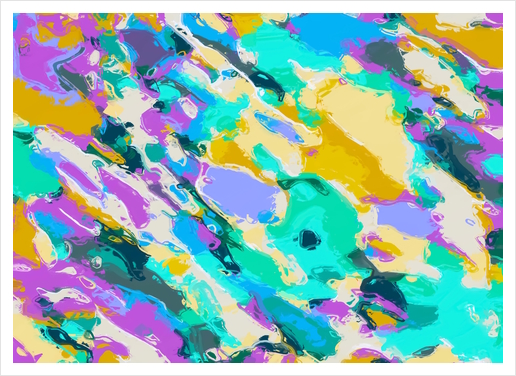 camouflage pattern painting abstract background in green blue purple yellow Art Print by Timmy333