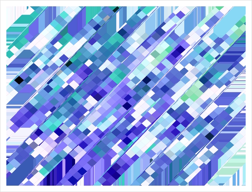 geometric square pixel pattern abstract background in purple and blue Art Print by Timmy333