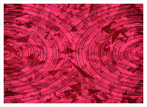 psychedelic geometric circle pattern abstract background in red and pink Art Print by Timmy333