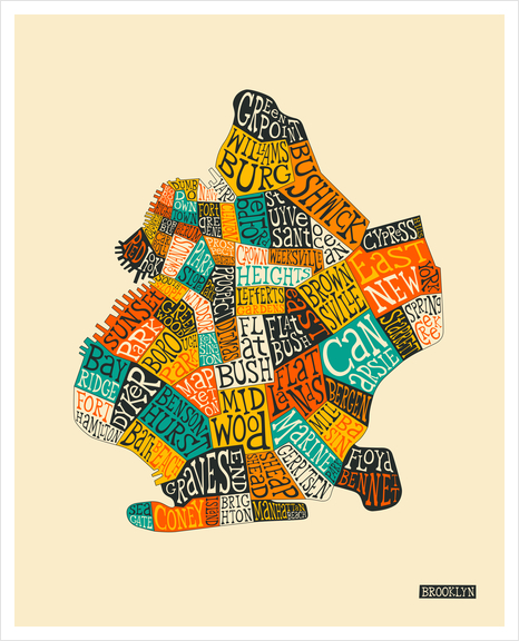 BROOKLYN NEIGHBORHOODS Art Print by Jazzberry Blue