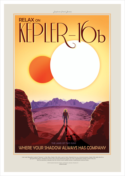 Relax on Kepler-16b - Where Your Shadow Always Has Company - NASA JPL Space Travel Poster Art Print by Space Travel