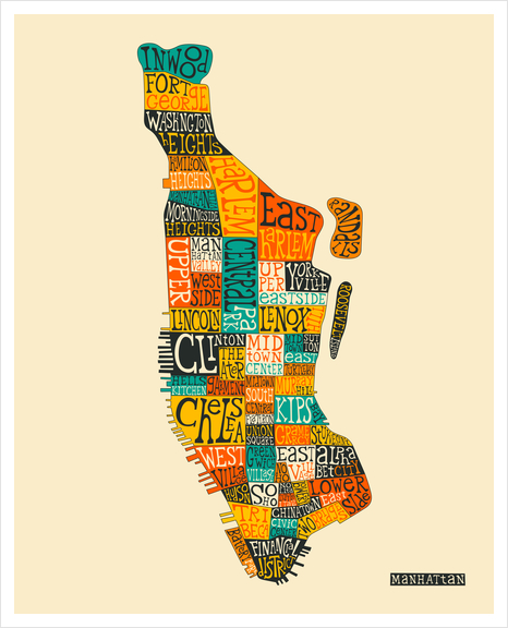 MANHATTAN NEIGHBORHOODS 1 Art Print by Jazzberry Blue