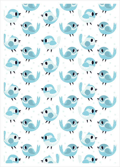 Blue Birds Pattern Art Print by Claire Jayne Stamper