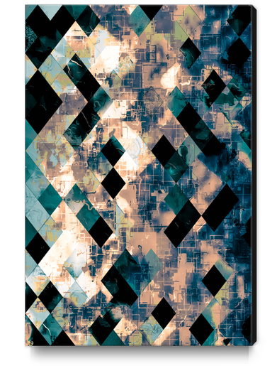 geometric pixel square pattern abstract background in blue brown Canvas Print by Timmy333