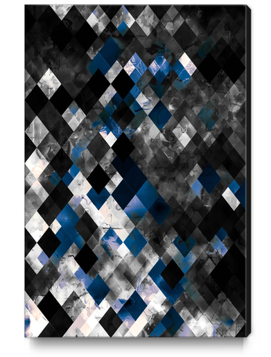 geometric square pixel pattern abstract in blue and black Canvas Print by Timmy333