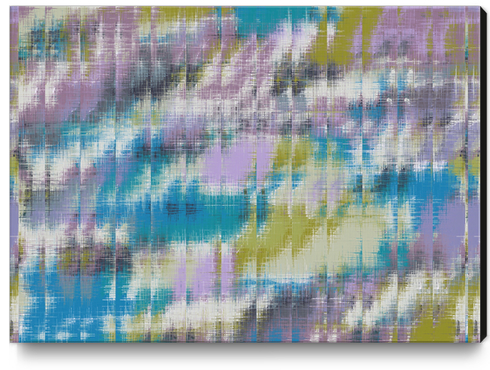 psychedelic geometric abstract pattern in blue green purple Canvas Print by Timmy333