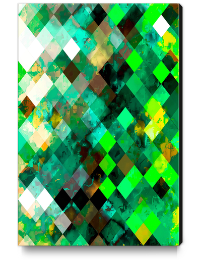 geometric pixel square pattern abstract background in green yellow Canvas Print by Timmy333