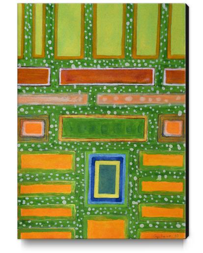 Filled Rectangles on Green Dotted Wall   Canvas Print by Heidi Capitaine