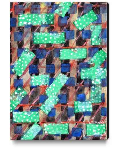 Dotted Green Rectangles on Top Pattern  Canvas Print by Heidi Capitaine