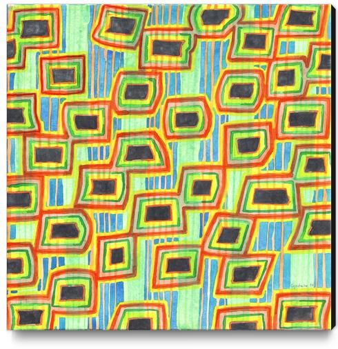 Connected Rectangle Shapes with Vertical Stripes Pattern  Canvas Print by Heidi Capitaine