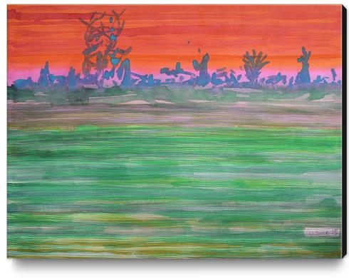 Landscape with Striped Field  Canvas Print by Heidi Capitaine