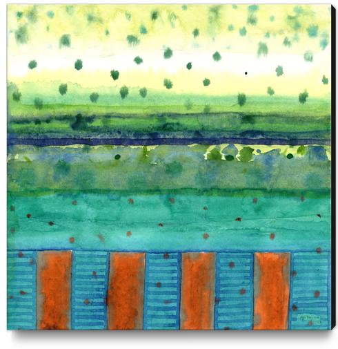 Orange Posts with Landscape  Canvas Print by Heidi Capitaine