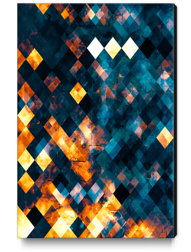 geometric square pixel pattern abstract background in blue orange brown Canvas Print by Timmy333