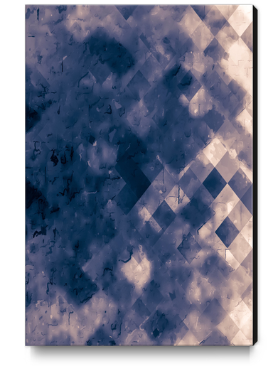 geometric square pixel pattern abstract background in black white and blue Canvas Print by Timmy333