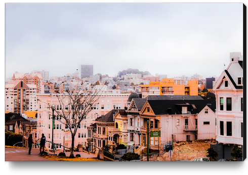 before sunset city view at Alamo Square, San Francisco, California, USA Canvas Print by Timmy333