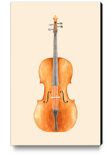 Cello - Watercolors Canvas Print by Florent Bodart - Speakerine