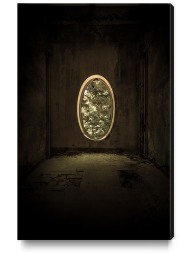 Old forgotten room with oval window Canvas Print by Jarek Blaminsky