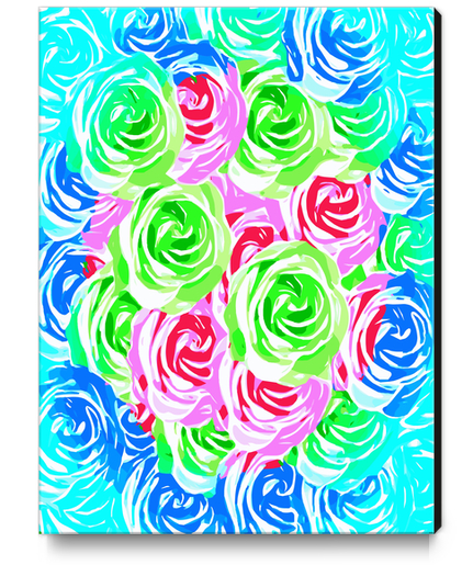 colorful rose pattern abstract in pink blue green Canvas Print by Timmy333